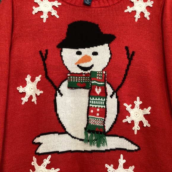 Karen Scott Womens Red Snowman Snowflake Ugly Christmas Sweater Size M Acrylic - Picture 5 of 8